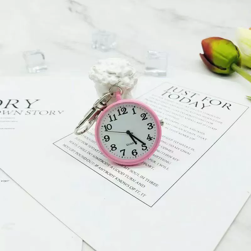 Leisure Plastic Pocket Keychain Watch With Round Dial And Spiral Crown For Students And Nurses - Image 8