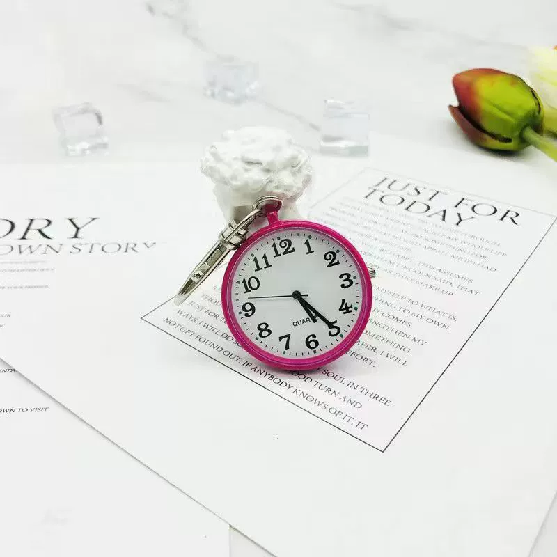 Leisure Plastic Pocket Keychain Watch With Round Dial And Spiral Crown For Students And Nurses - Image 9
