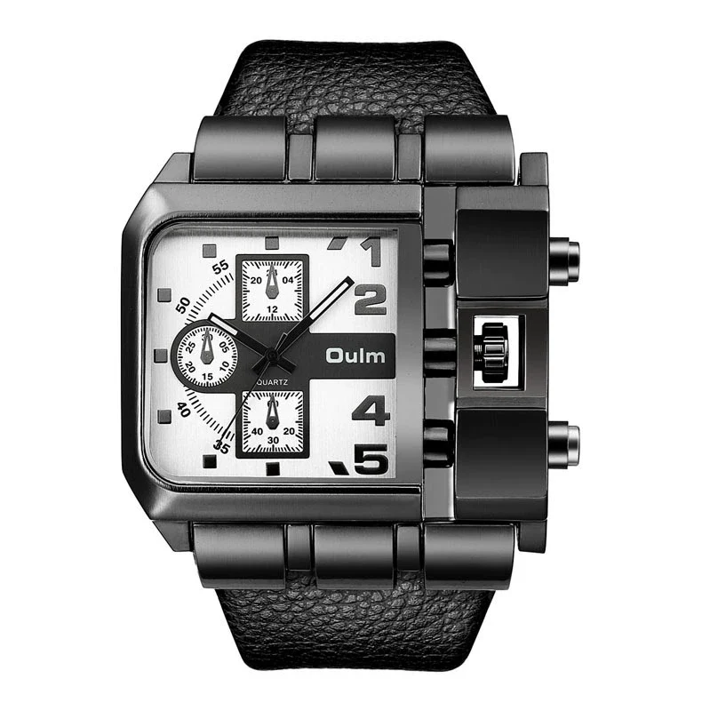 Leisure Quartz Men's Watch Stainless Steel Rectangle Dial Pin Buckle