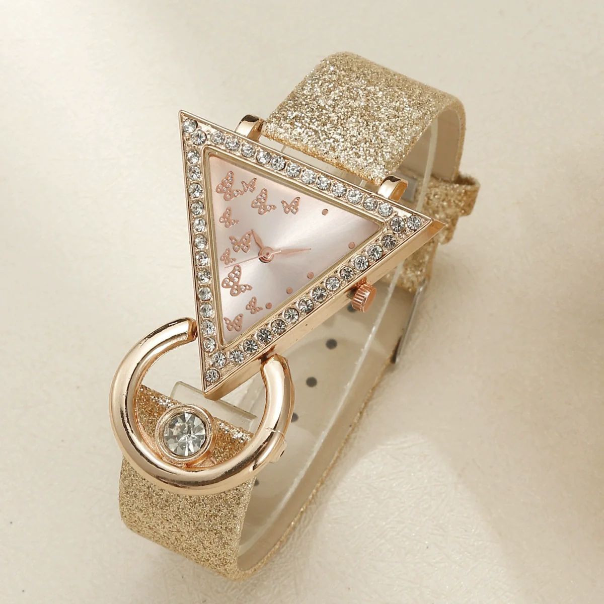 Leisure Quartz Watch And Pearl Butterfly Bracelet Suit Alloy Material Round Dial For Female - Image 2