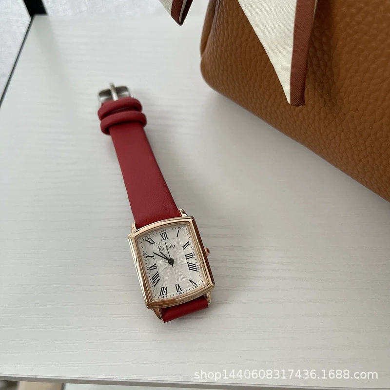 Leisure Square Alloy Case Ordinary Glass Mirror Couple's Watch With Roman Scale For Autumn And Winter - Image 9