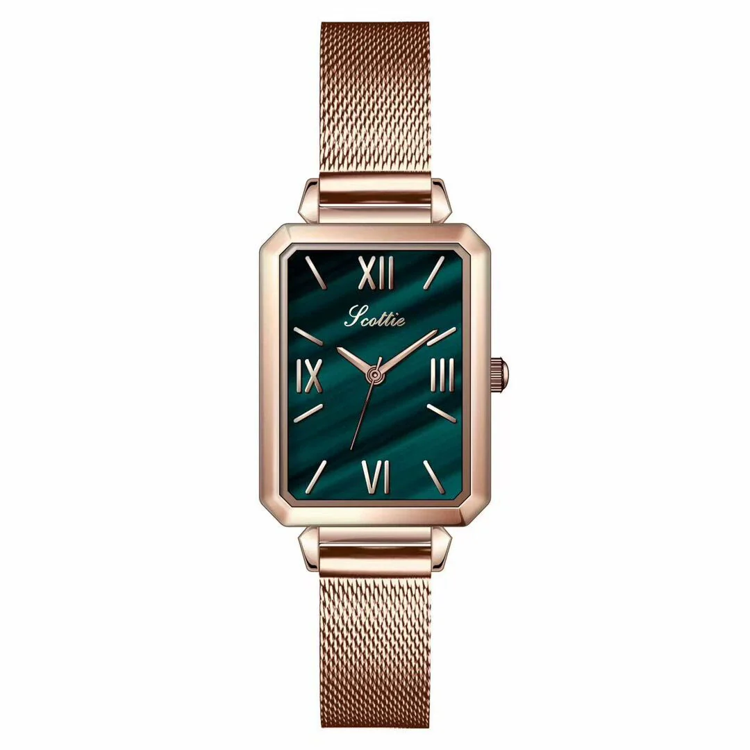 Leisure Square Alloy Women's Watch In Peacock Green - Image 2