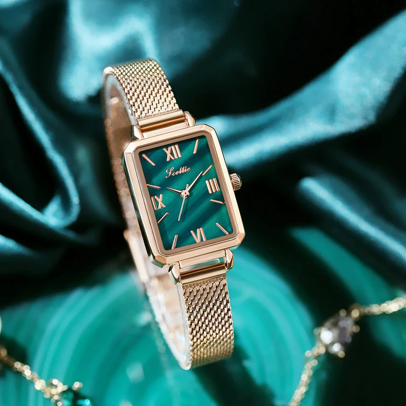 Leisure Square Alloy Women's Watch In Peacock Green - Image 5