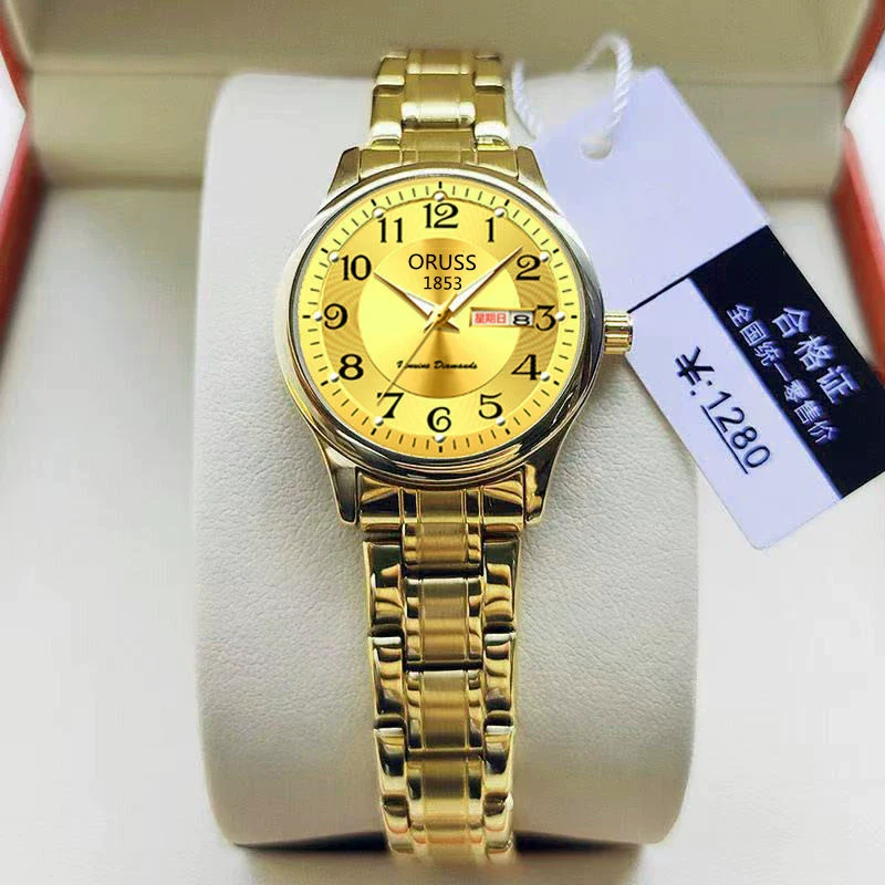 Leisure Ultrathin Waterproof Quartz Watch For Couples Tungsten Steel Alloy Mineral Strengthened Glass Mirror Round Dial