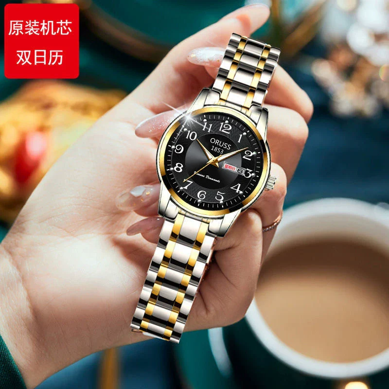Leisure Ultrathin Waterproof Quartz Watch For Couples Tungsten Steel Alloy Mineral Strengthened Glass Mirror Round Dial - Image 8