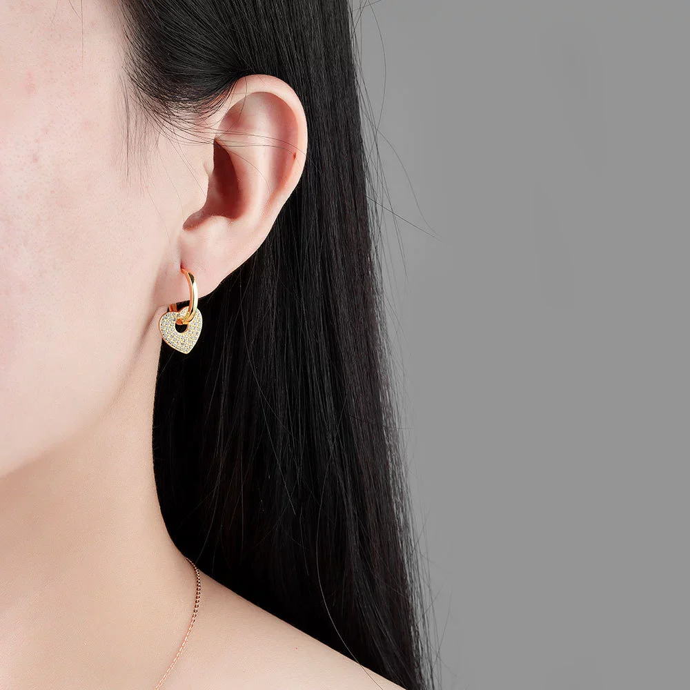 Light Luxury Ear Buckle S925 Sterling Silver Geometric Love Design Jewelry For Women - Image 3