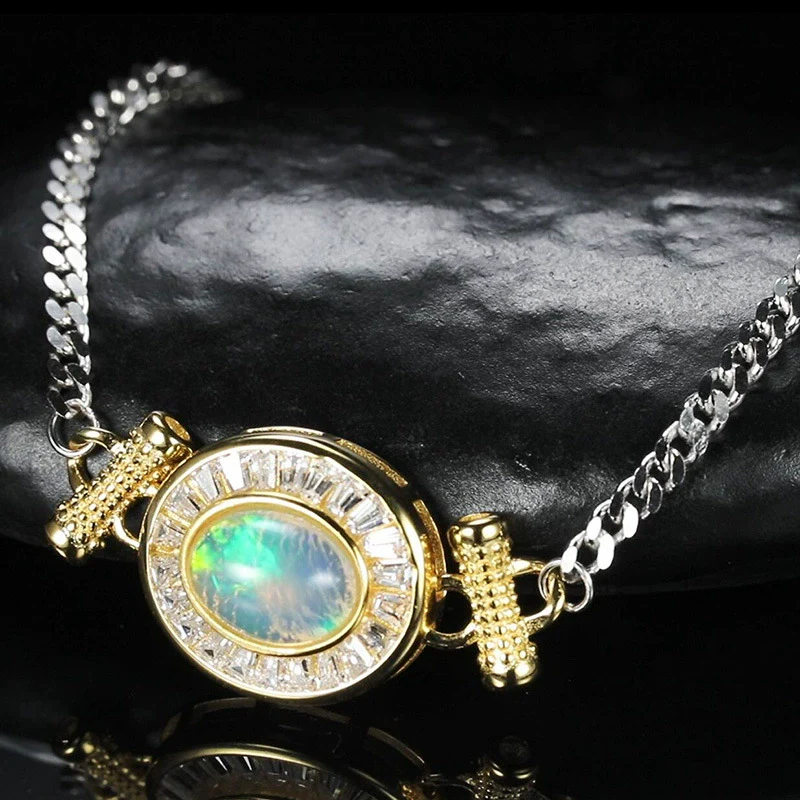 Light Luxury Women's Geometric S925 Sterling Silver Bracelet Set With Precious Stones - Image 3