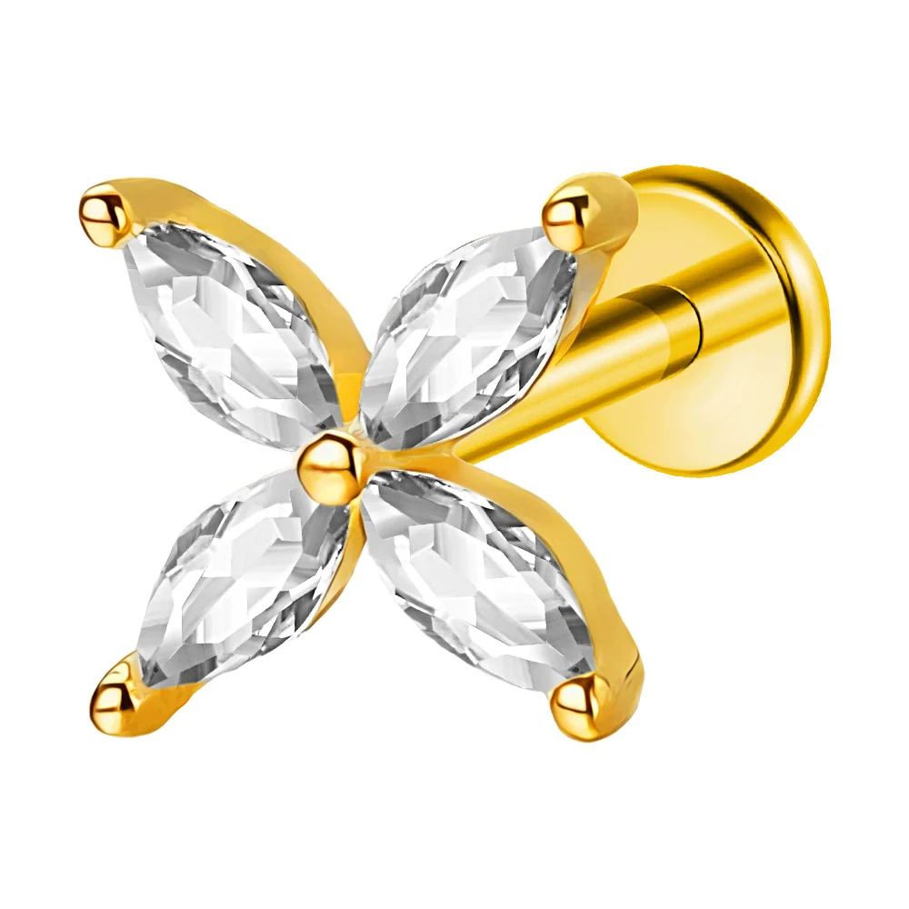 Lip Nail Piercing Earrings Stainless Steel Heart Shape Gold Electroplated - Image 49