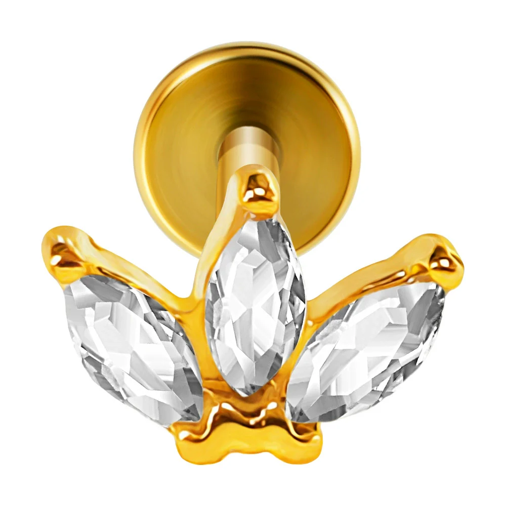 Lip Nail Piercing Earrings Stainless Steel Heart Shape Gold Electroplated - Image 55