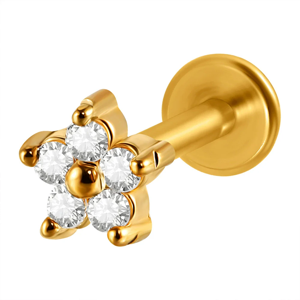 Lip Nail Piercing Earrings Stainless Steel Heart Shape Gold Electroplated - Image 85