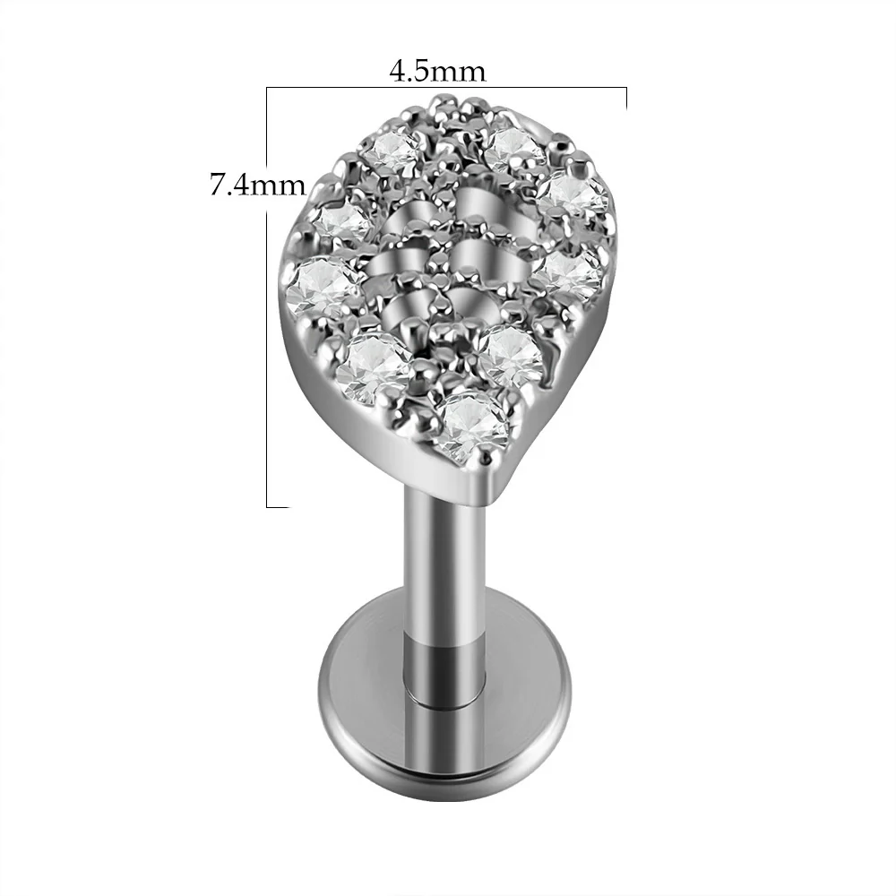 Lip Nail Piercing Earrings Stainless Steel Zircon Heart Shape - Image 17