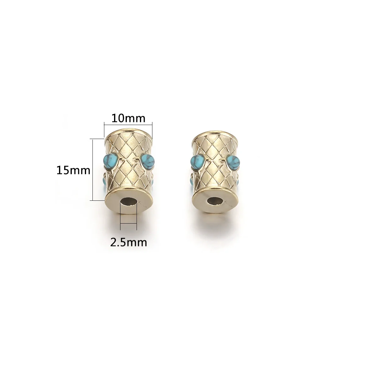 Loose Beads Stainless Steel Natural Stone Doublesided Enamel Oil Eye 18K Gold Vacuum Plated Eight Eyes Drum Beads - Image 10
