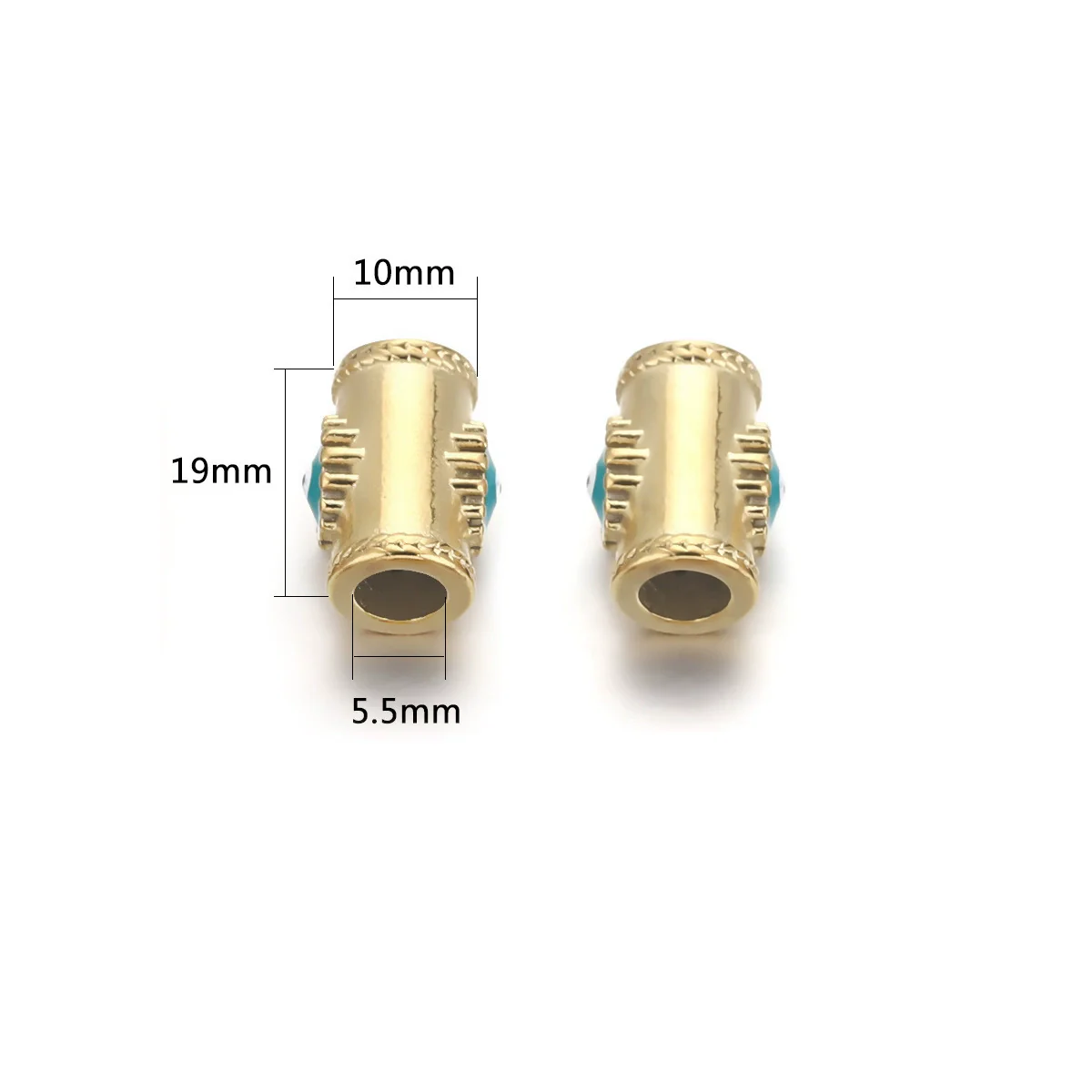 Loose Beads Stainless Steel Natural Stone Doublesided Enamel Oil Eye 18K Gold Vacuum Plated Eight Eyes Drum Beads - Image 7