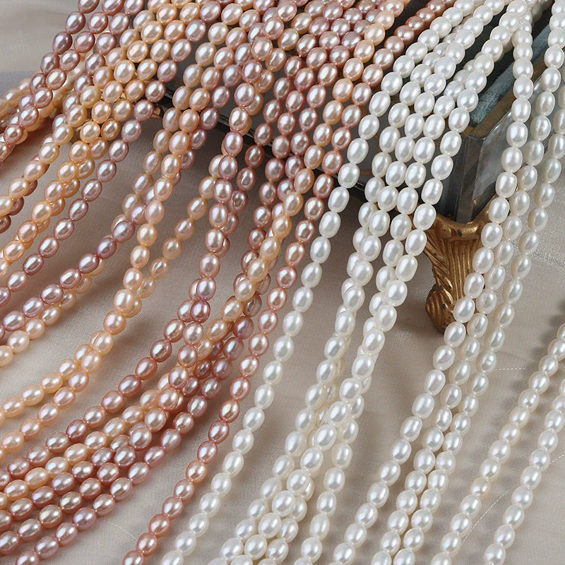 Loose Natural Freshwater Pearl Rice Beads Semi Finished Material For Diy
