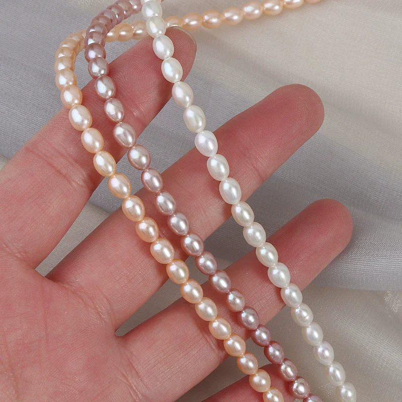 Loose Natural Freshwater Pearl Rice Beads Semi Finished Material For Diy - Image 2