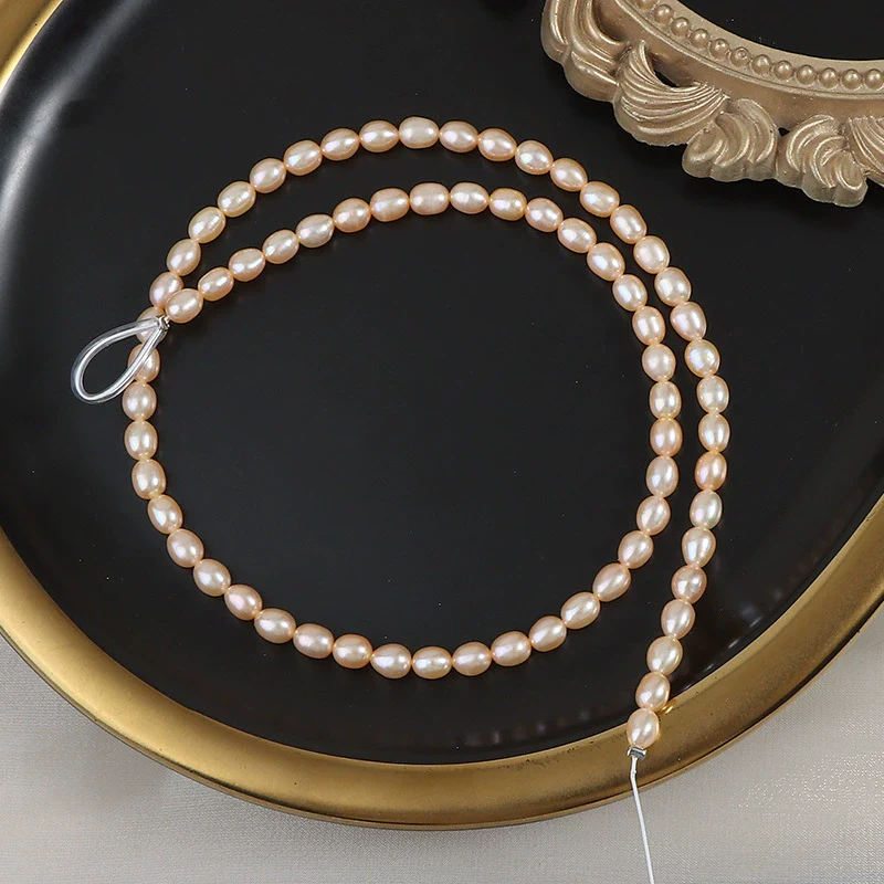 Loose Natural Freshwater Pearl Rice Beads Semi Finished Material For Diy - Image 4