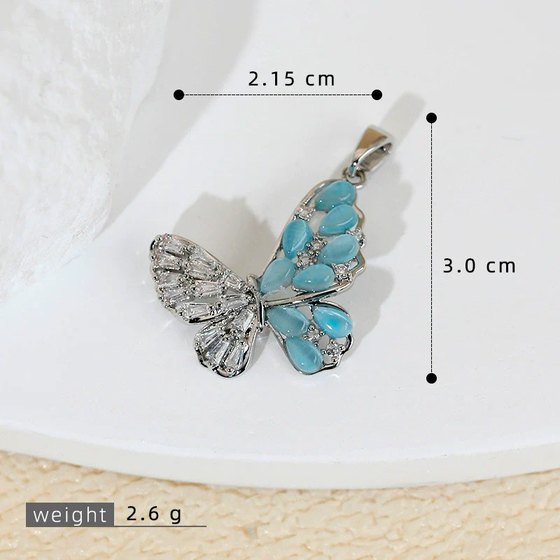 Luxury Multicolor Opal Butterfly Insects Cartoon Style Copper 18K Gold Plated Necklace And Earrings Pendant - Image 11