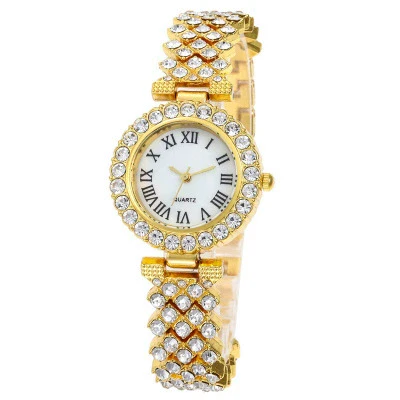 Luxury Women's Diamond Watch Alloy Case Steel Strap Round Dial Quartz - Image 4