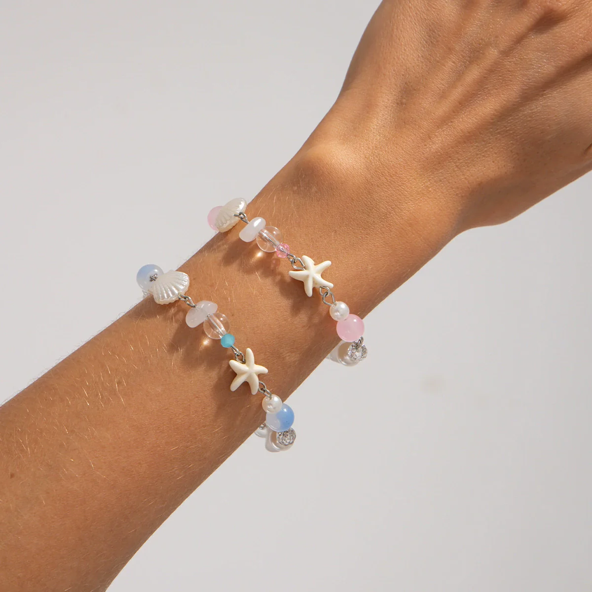 Marine Holiday Starfish Shell Acrylic Geometric Beaded Handmade Women's Bracelet