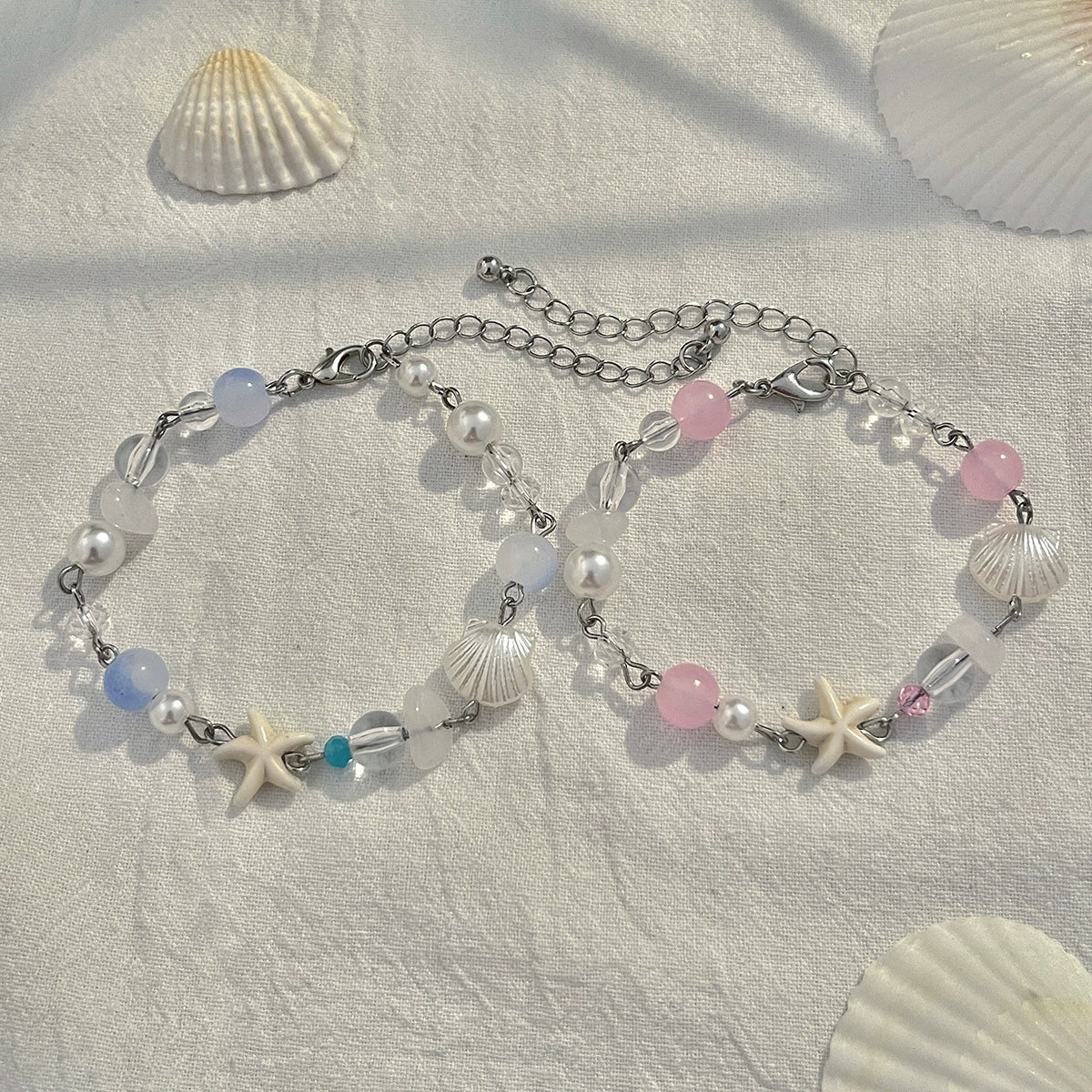 Marine Holiday Starfish Shell Acrylic Geometric Beaded Handmade Women's Bracelet - Image 4