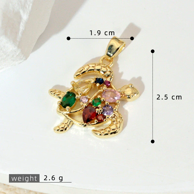 Marine Series Animal Turtle Pendant Necklace Copper Microinlaid Electroplating - Image 21