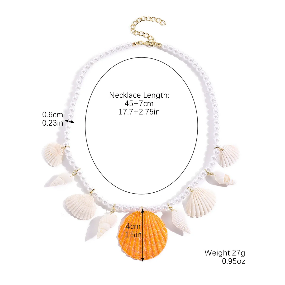 Marine Series Shell And Rice Beads Handmade Geometric Necklace - Image 12