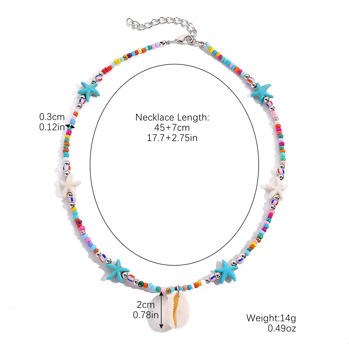 Marine Series Shell And Rice Beads Handmade Geometric Necklace - Image 15