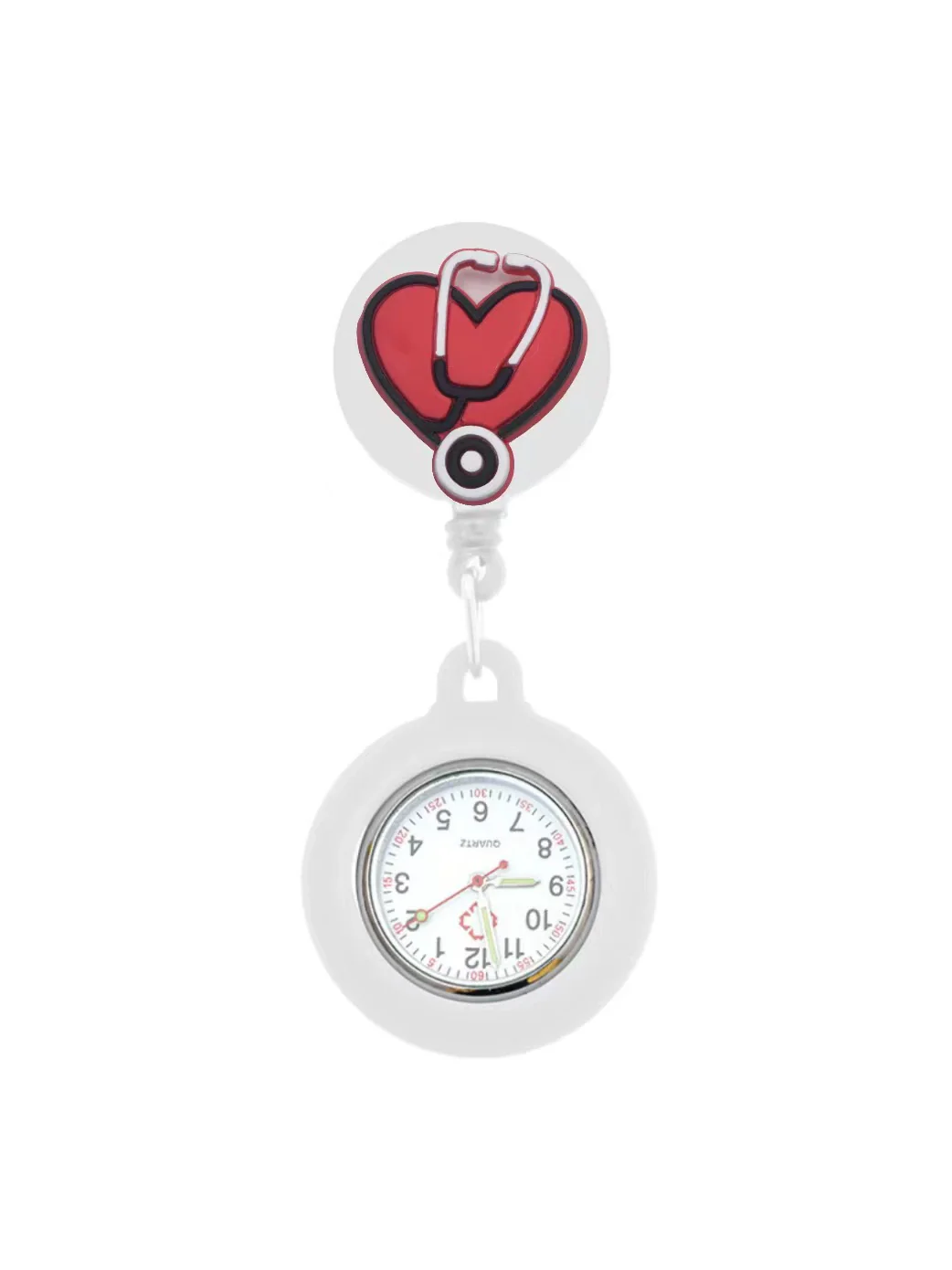 Medical Pocket Watch Alloy Case Silicone Strap Stainless Steel Buckle Round Dial Cartoon Style - Image 19