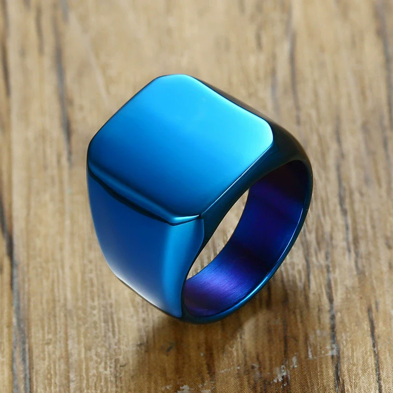 Men Stainless Steel Simple Geometric Electroplated Ring - Image 3