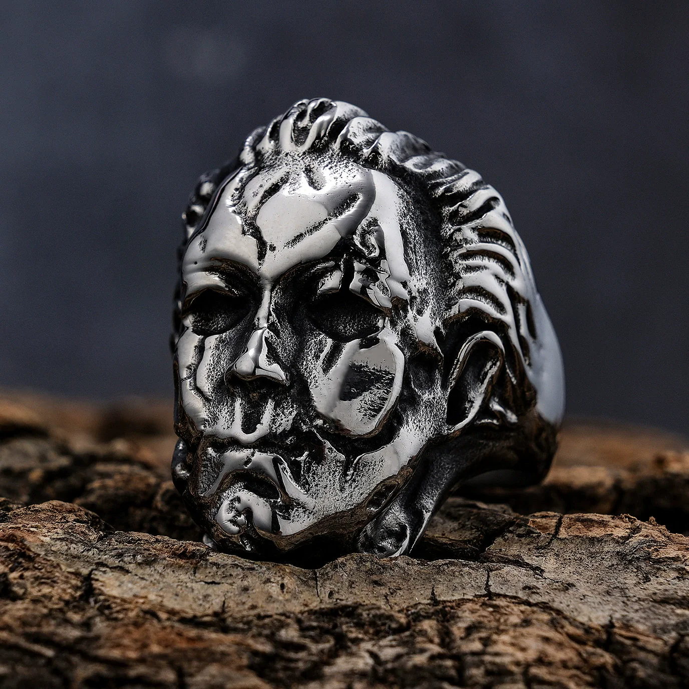 Men Vintage Stainless Steel Skull Ring Seiko Design - Image 2