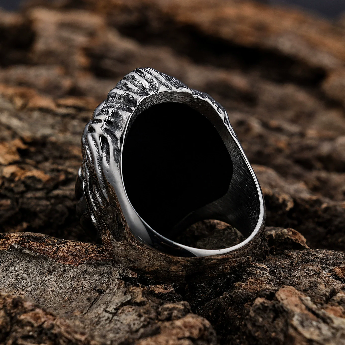Men Vintage Stainless Steel Skull Ring Seiko Design - Image 4