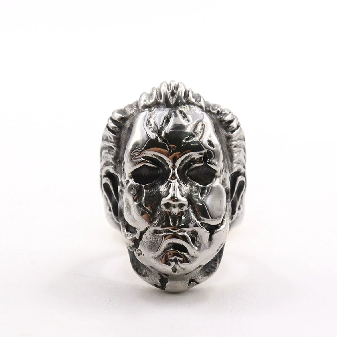 Men Vintage Stainless Steel Skull Ring Seiko Design - Image 6
