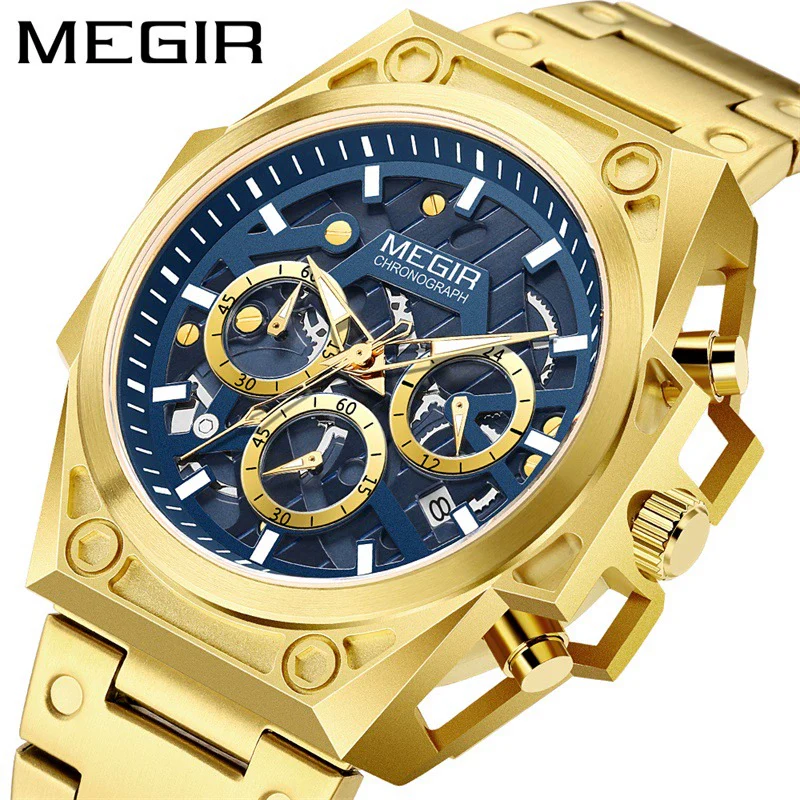 Men's 316 Stainless Steel Hollow Fashion Sports Chronograph Quartz Round Watch