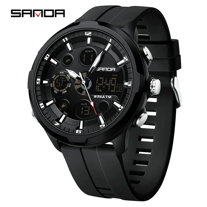 Men's Alloy Alloy Abs And Silicone Round Fashion Casual Waterproof Luminous Multifunction Watch - Image 4