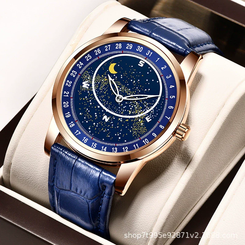 Men's Alloy And Genuine Leather Quartz Casual Watch With Round Dial Mineral Strengthened Glass Mirror And Stainless Steel Clasp - Image 3