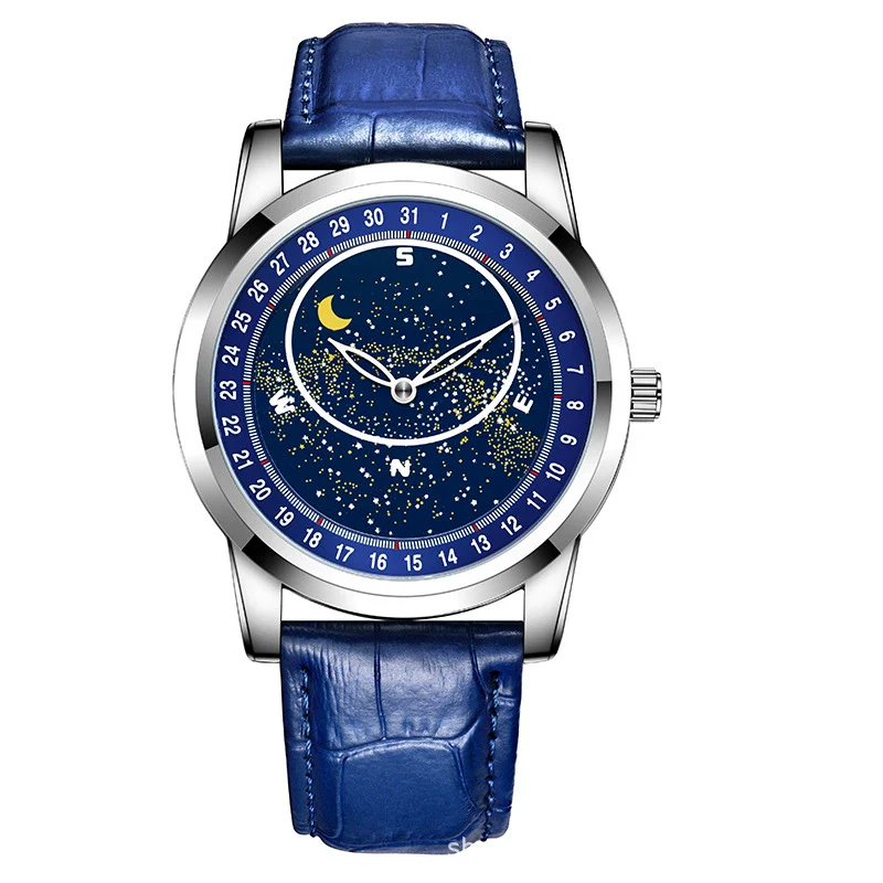 Men's Alloy And Genuine Leather Quartz Casual Watch With Round Dial Mineral Strengthened Glass Mirror And Stainless Steel Clasp - Image 5