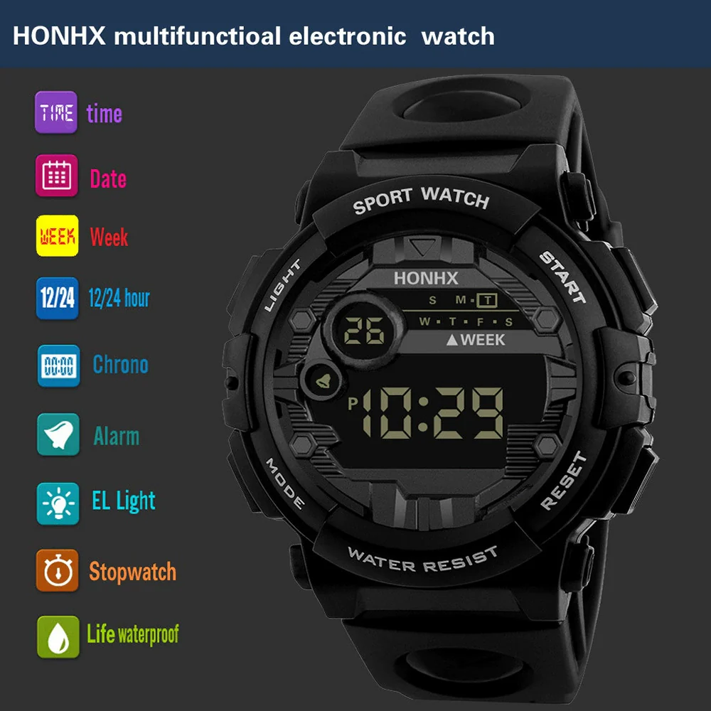Men's Alloy And Rubber Electronic Sports Watch With Round Dial - Image 2