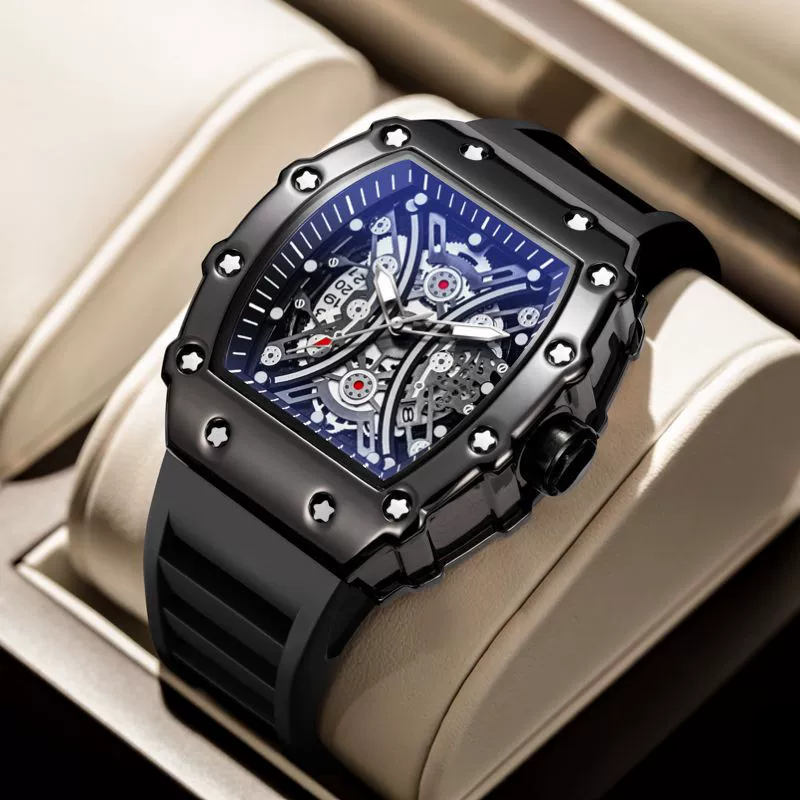 Men's Alloy And Silicone Barrel Shaped Luminous Waterproof Sports Watch - Image 2