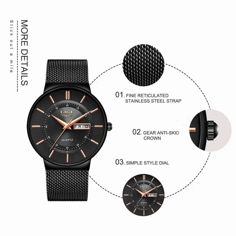 Men's Alloy And Stainless Steel Round Dial Quartz Movement Business Style Outdoor Sports Watch - Image 2