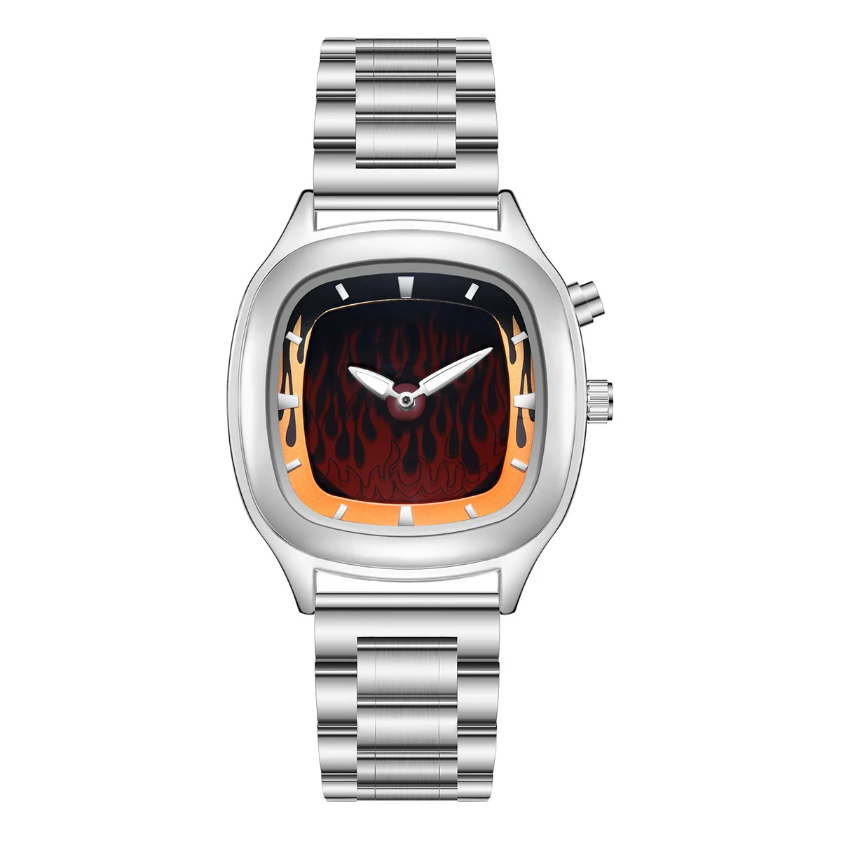 Men's Alloy And Stainless Steel Round Dial Waterproof Quartz Watch Retro Creative Dynamic Flame Design - Image 4
