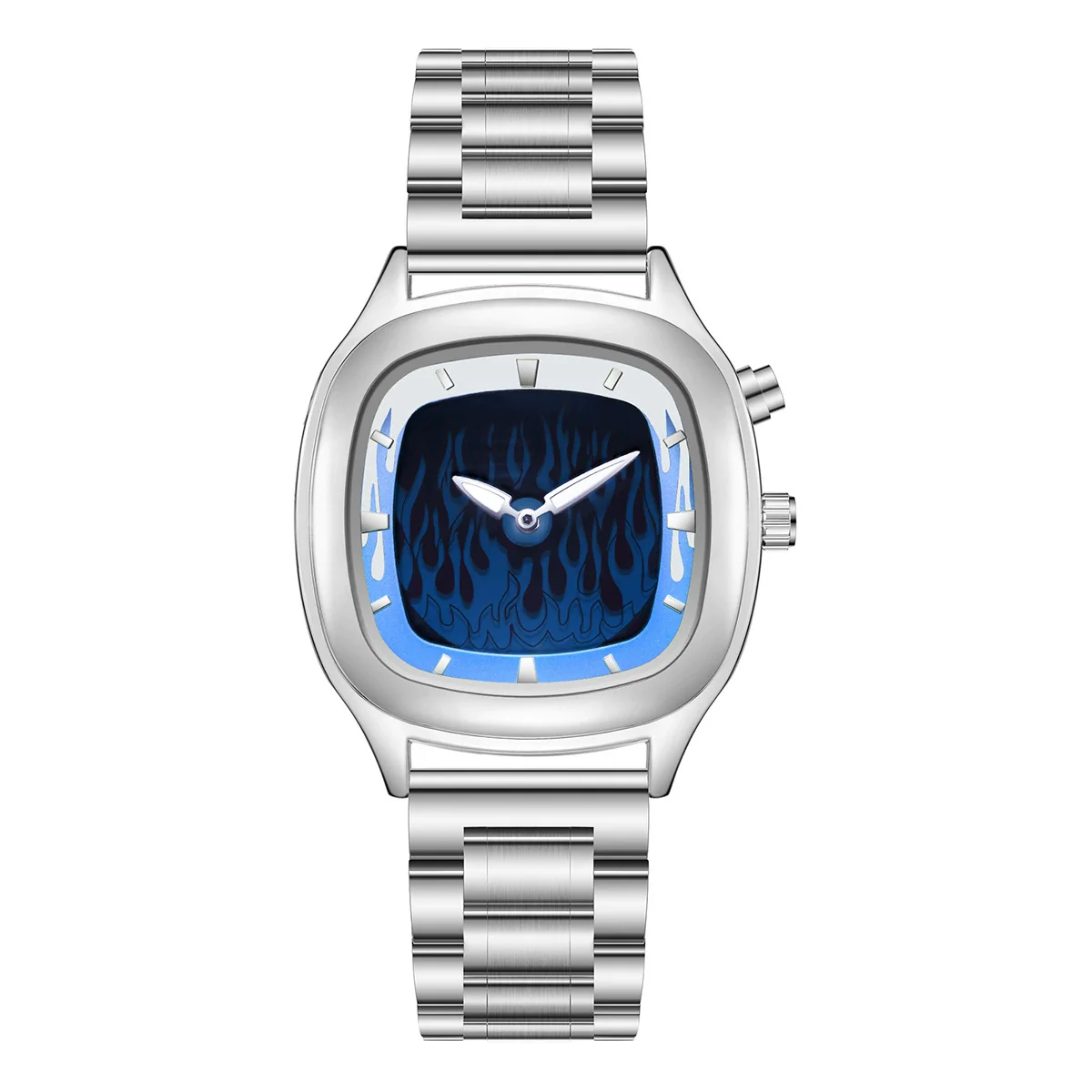 Men's Alloy And Stainless Steel Round Dial Waterproof Quartz Watch Retro Creative Dynamic Flame Design - Image 5