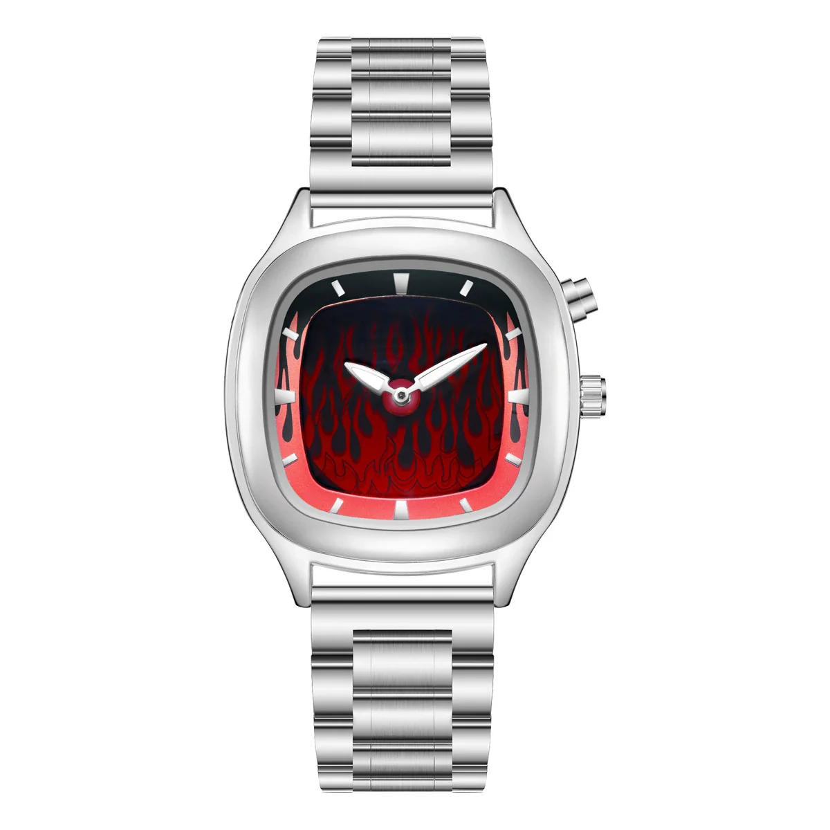 Men's Alloy And Stainless Steel Round Dial Waterproof Quartz Watch Retro Creative Dynamic Flame Design - Image 6