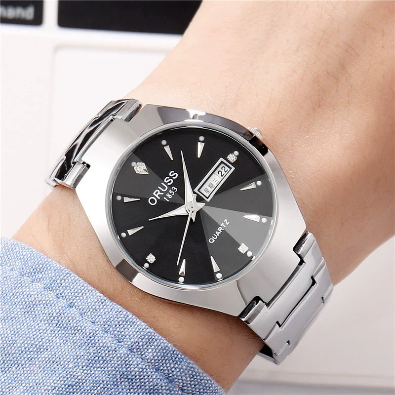 Men's Alloy Band Quartz Watch Business Luminous Double Calendar Casual Round Dial Watch - Image 10