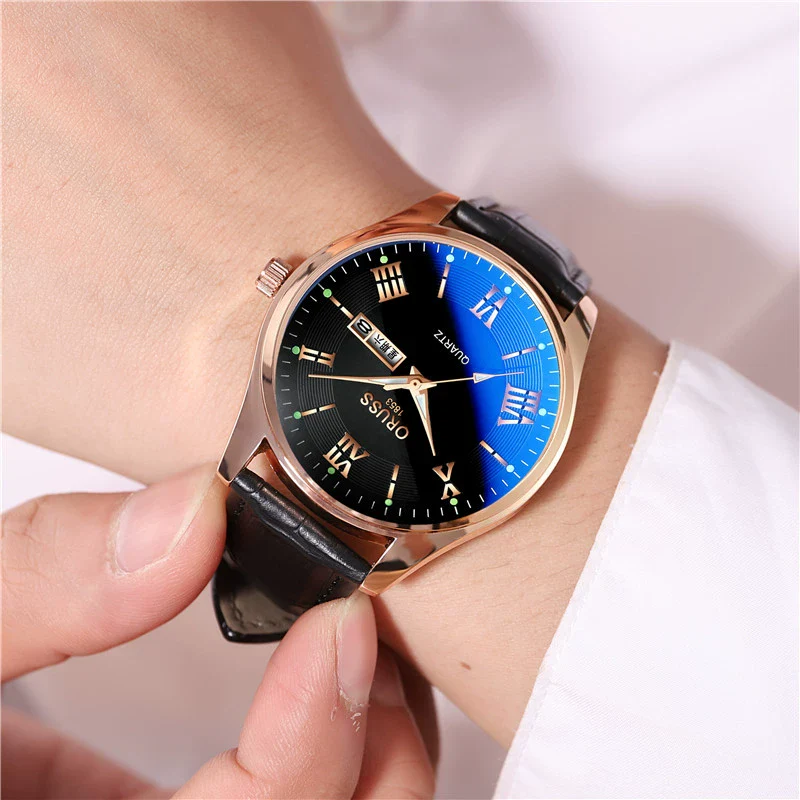 Men's Alloy Band Quartz Watch Business Luminous Double Calendar Casual Round Dial Watch - Image 13