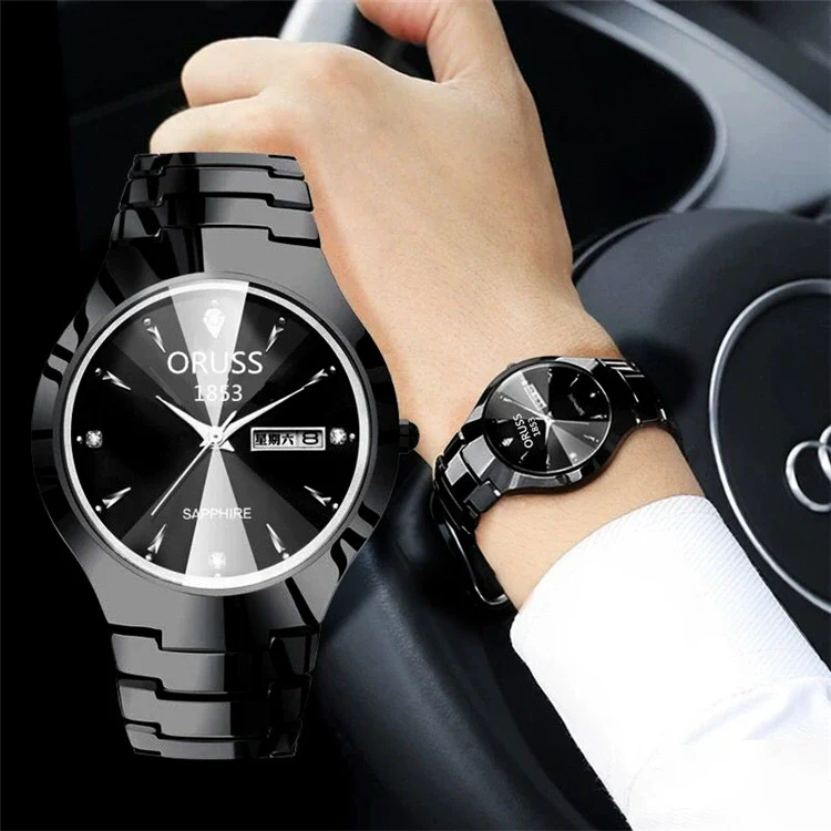 Men's Alloy Band Quartz Watch Business Luminous Double Calendar Casual Round Dial Watch - Image 2
