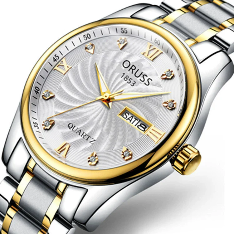 Men's Alloy Band Quartz Watch Business Luminous Double Calendar Casual Round Dial Watch - Image 5