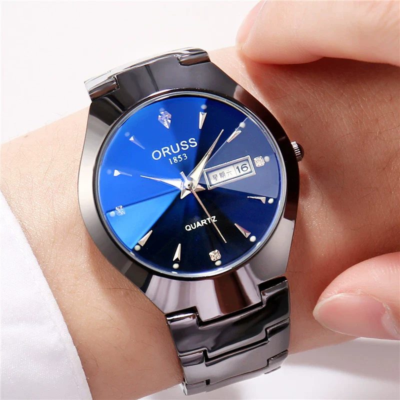 Men's Alloy Band Quartz Watch Business Luminous Double Calendar Casual Round Dial Watch - Image 9