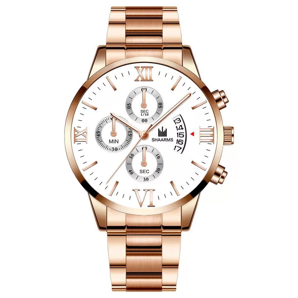 Men's Alloy Band Quartz Watch With Round Dial And Horseshoe Buckle Simple Roman Scale Fashionable And - Image 11
