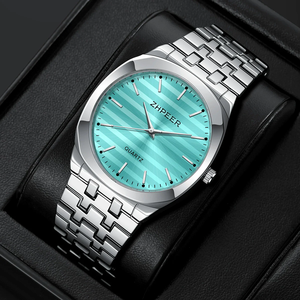 Men's Alloy Band Square Dial Quartz Watch Business Casual Fashion Style