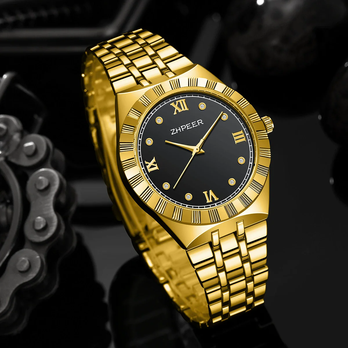 Men's Alloy Band Watch Diamondencrusted Casual Style - Image 6